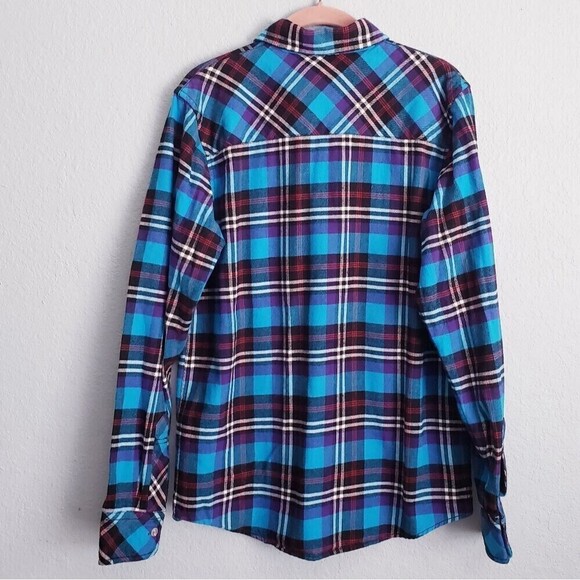 Carhartt Blue and Purple Plaid Fairdale Buttondown Flannel Shirt - Picture 7 of 7